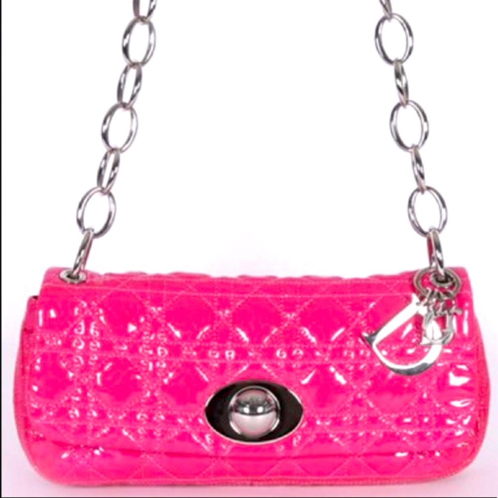 Dior Grand Sac Rendez-Vous Pink Fuchsia Patent Leather Shoulder bag - Picture 1 of 13